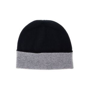 Kangra Men Black Beanie With Contrasting Brim In Cashmere Woman